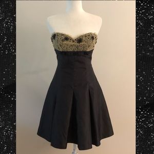 Betsey Johnson Black Dress with beads /nude lace